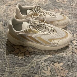 Adidas 7Y Cream and Tan Sneakers